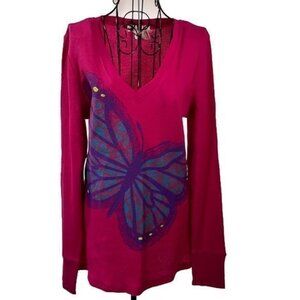 OP | Pink Butterfly Print Long Sleeve